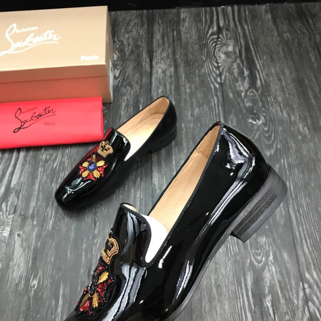 Christian Louboutin Black Leather Loafers - EUR FASHION