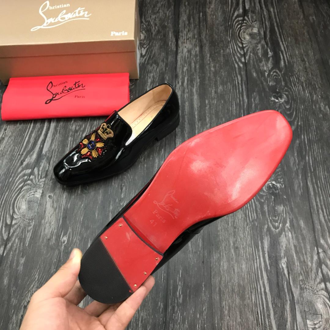 Christian Louboutin Black Leather Loafers - EUR FASHION