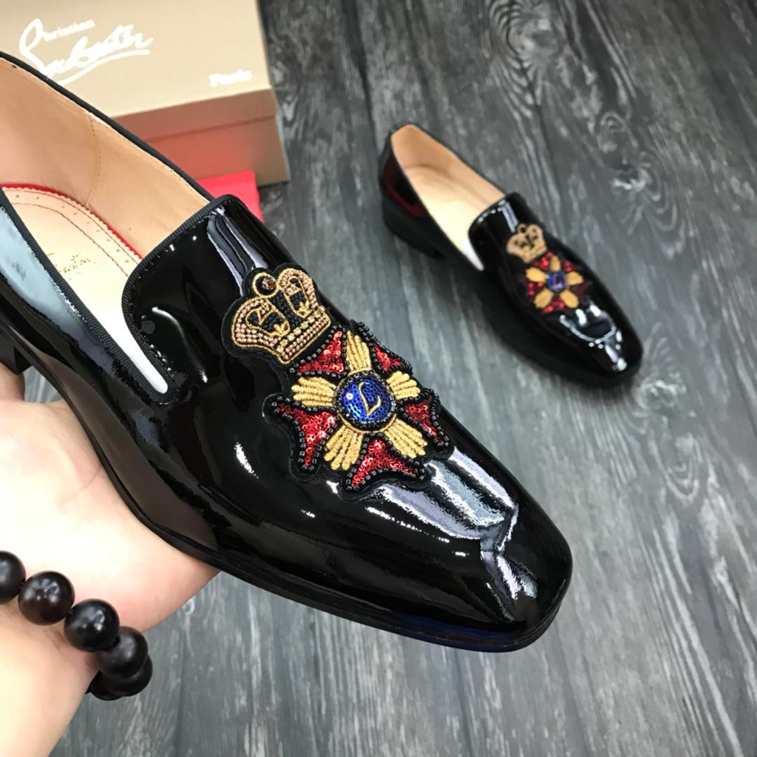 Christian Louboutin Black Leather Loafers - EUR FASHION