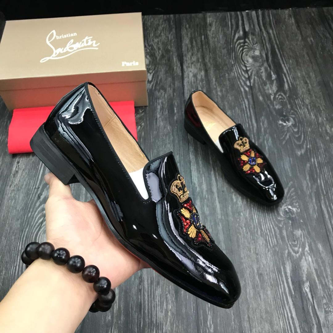 Christian Louboutin Black Leather Loafers - EUR FASHION