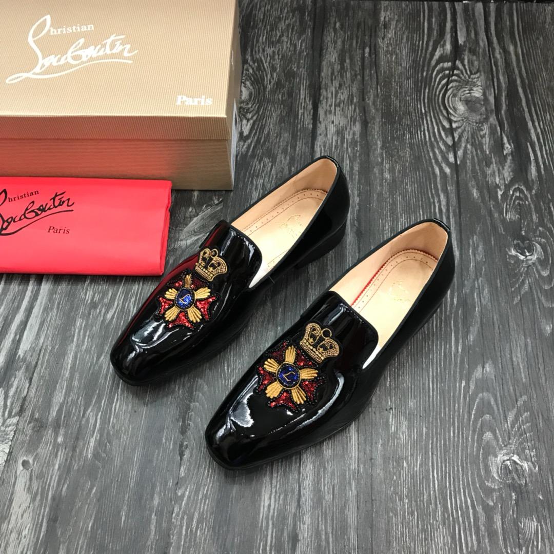 Christian Louboutin Black Leather Loafers - EUR FASHION