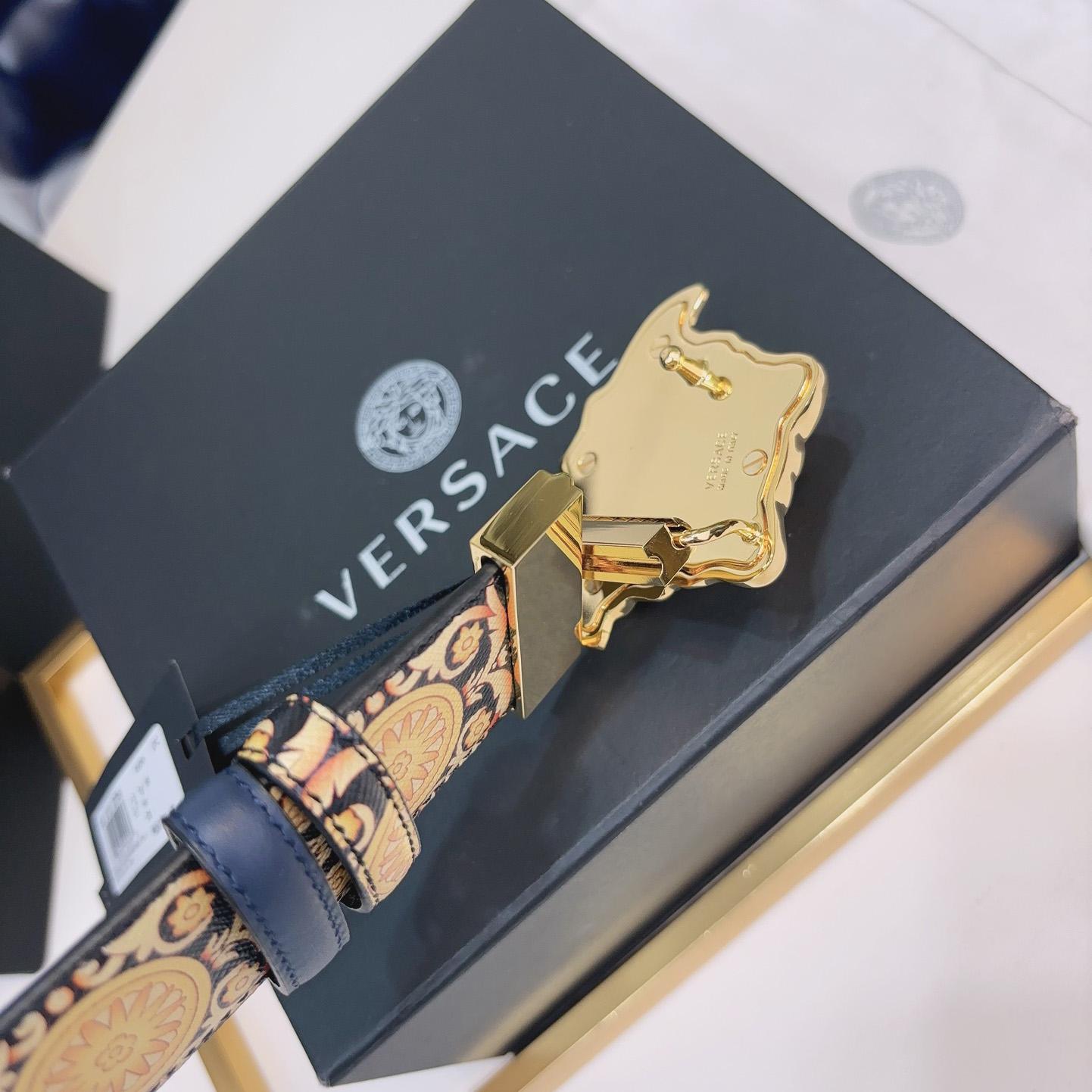 Versace La Medusa Logo-buckle Barocco-print Belt   40mm - EUR FASHION