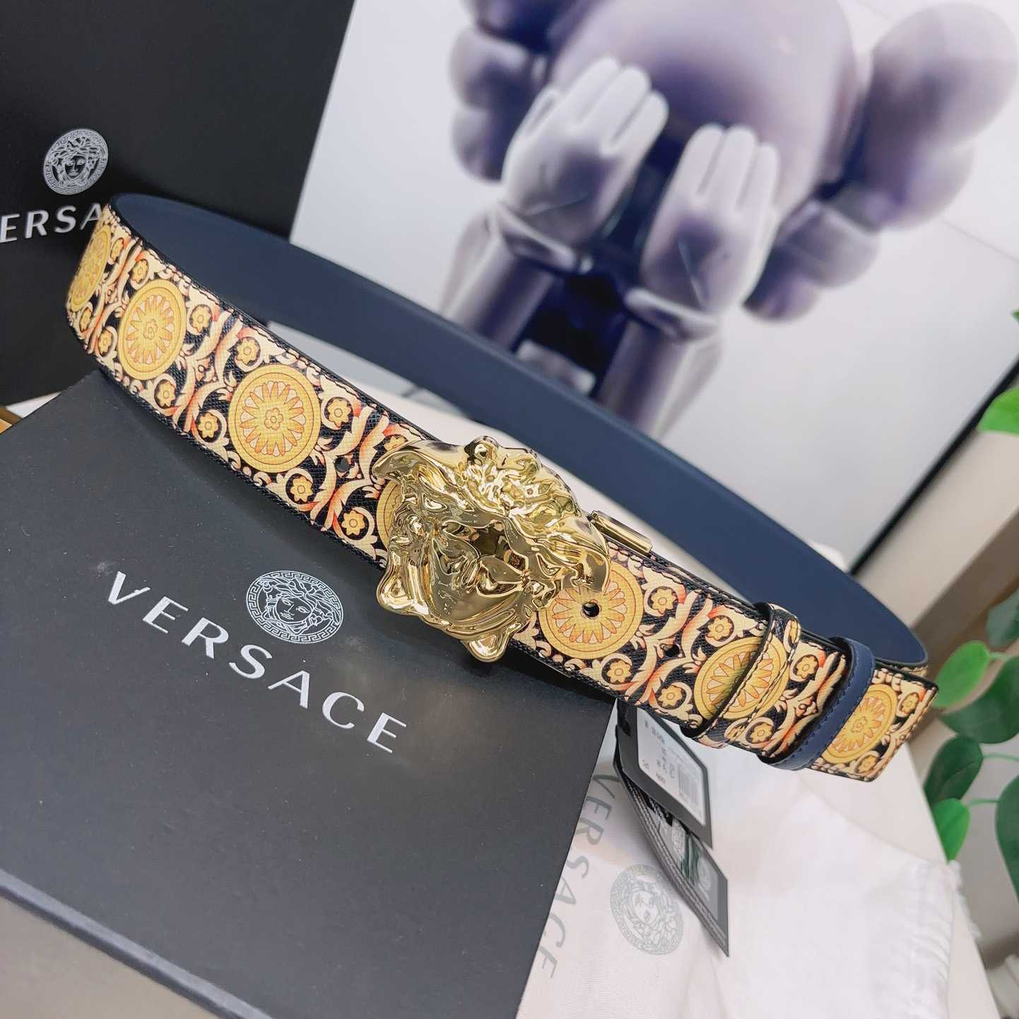 Versace La Medusa Logo-buckle Barocco-print Belt   40mm - EUR FASHION