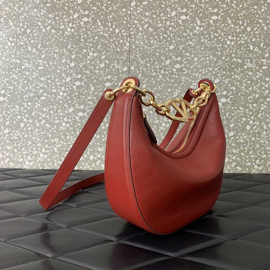 Valenti VLogo Moon Mini Hobo Bag In Nappa Leather With Chain - EUR FASHION