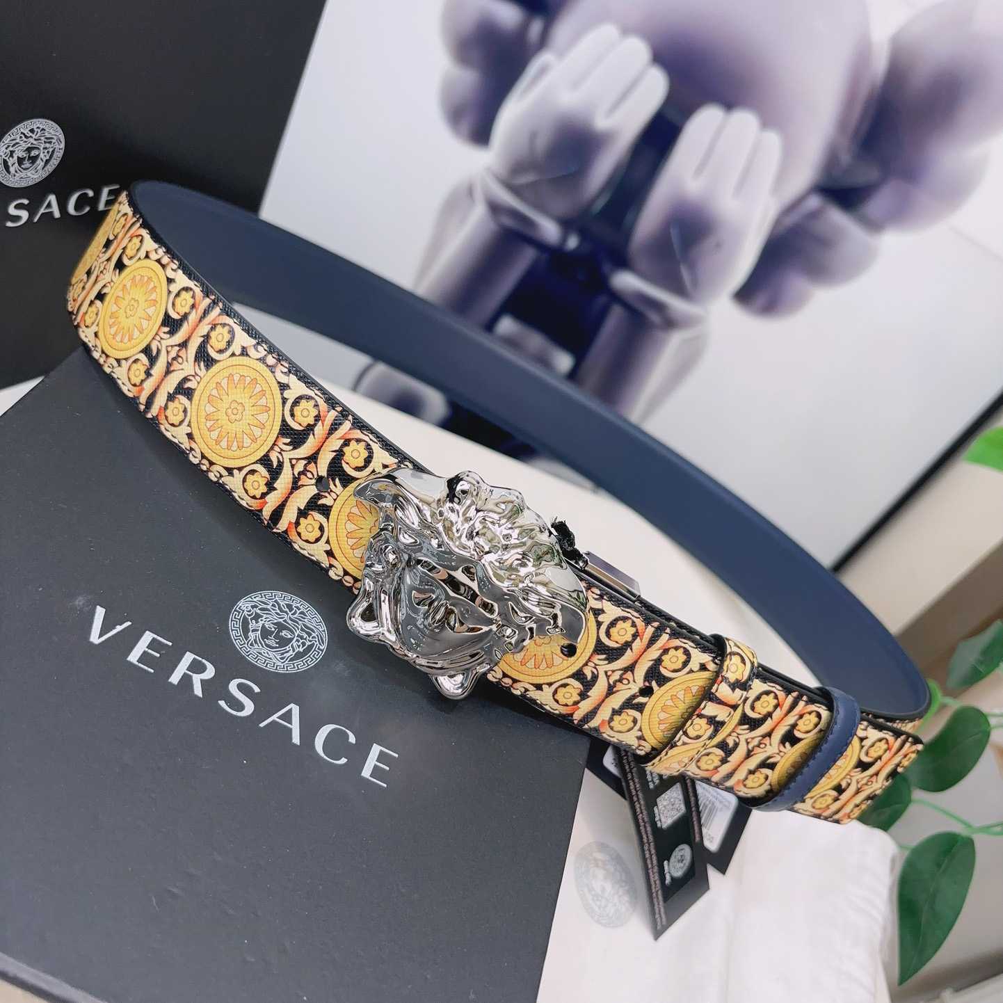 Versace La Medusa Logo-buckle Barocco-print Belt   40mm - EUR FASHION