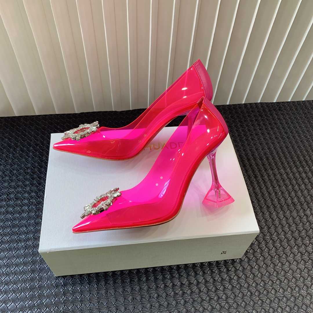 Amina Muaddi Begum Glass Pink Slingbacks - EUR FASHION