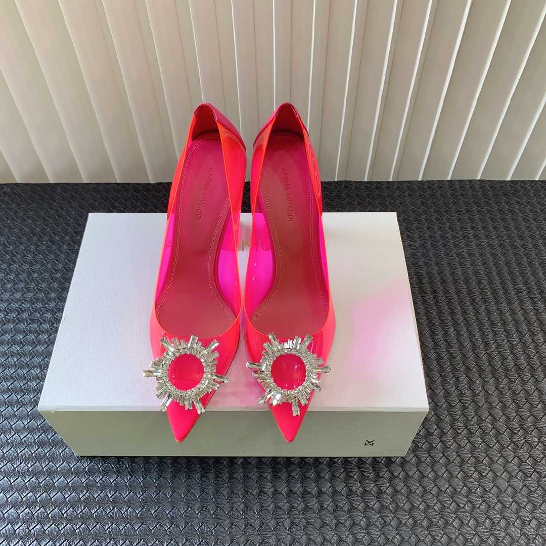 Amina Muaddi Begum Glass Pink Slingbacks - EUR FASHION