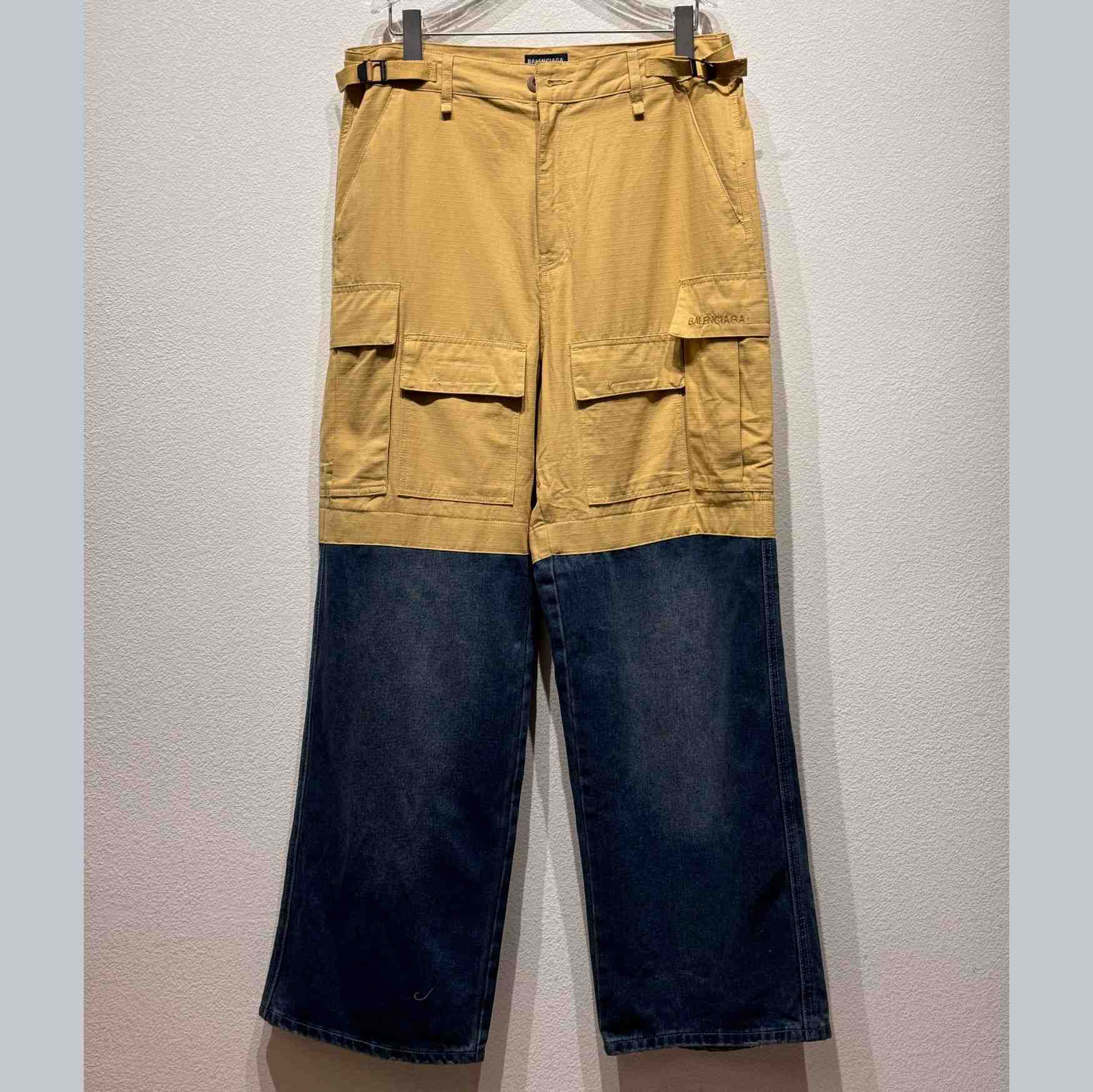 Balenciaga Blue Patched Cotton Cargo Pants - EUR FASHION