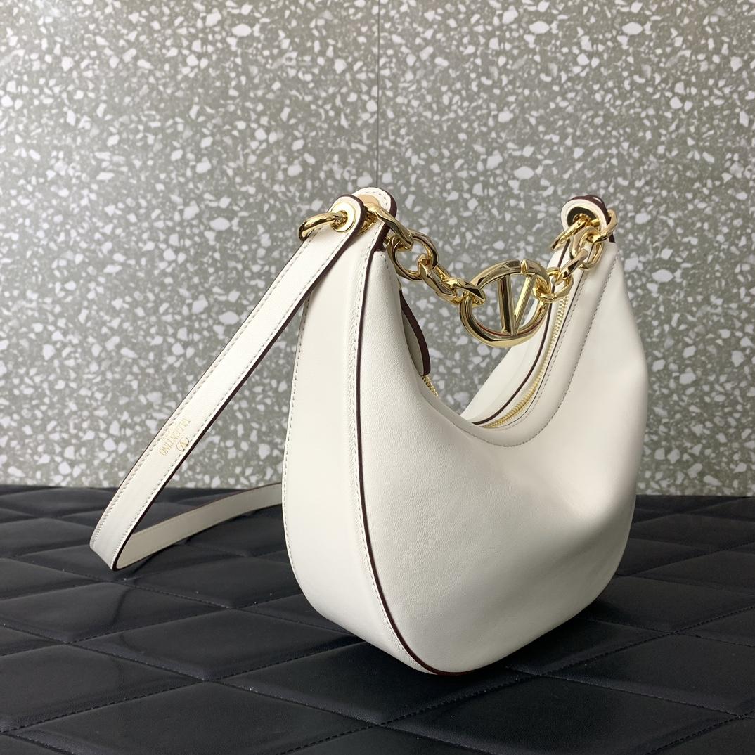 Valenti VLogo Moon Mini Hobo Bag In Nappa Leather With Chain - EUR FASHION