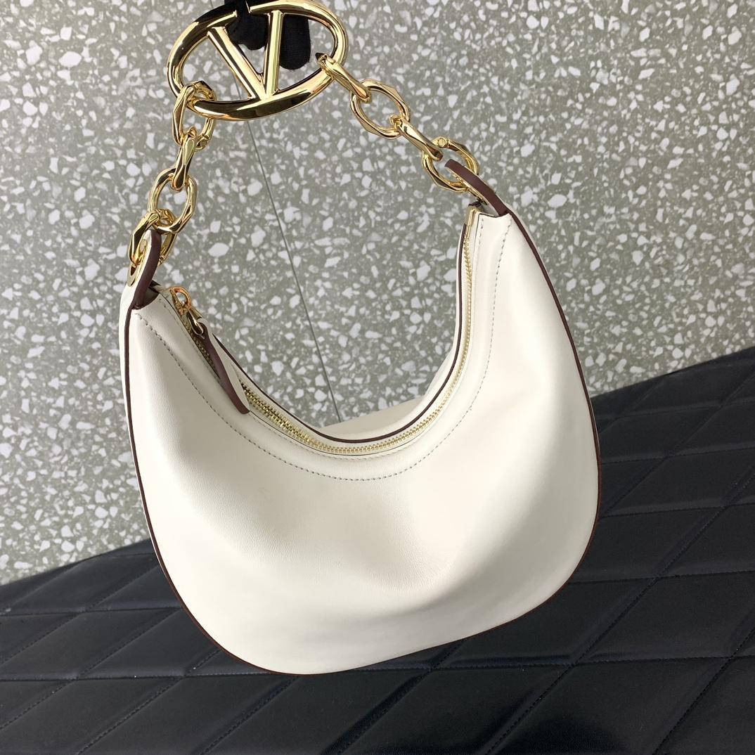 Valenti VLogo Moon Mini Hobo Bag In Nappa Leather With Chain - EUR FASHION