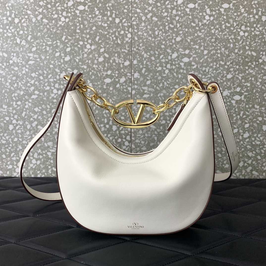 Valenti VLogo Moon Mini Hobo Bag In Nappa Leather With Chain - EUR FASHION