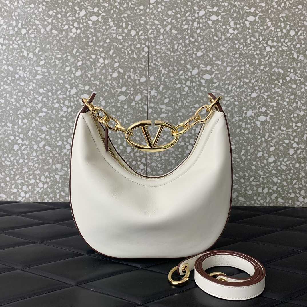 Valenti VLogo Moon Mini Hobo Bag In Nappa Leather With Chain - EUR FASHION