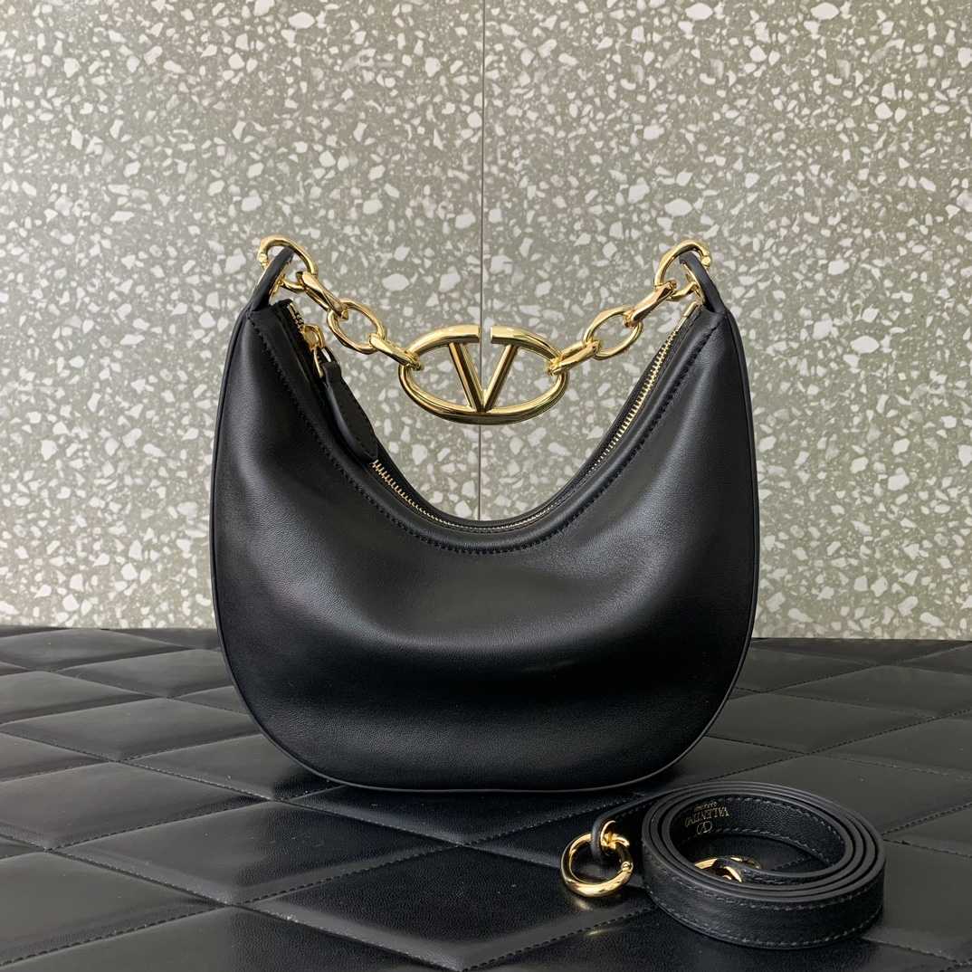 Valenti VLogo Moon Mini Hobo Bag In Nappa Leather With Chain - EUR FASHION