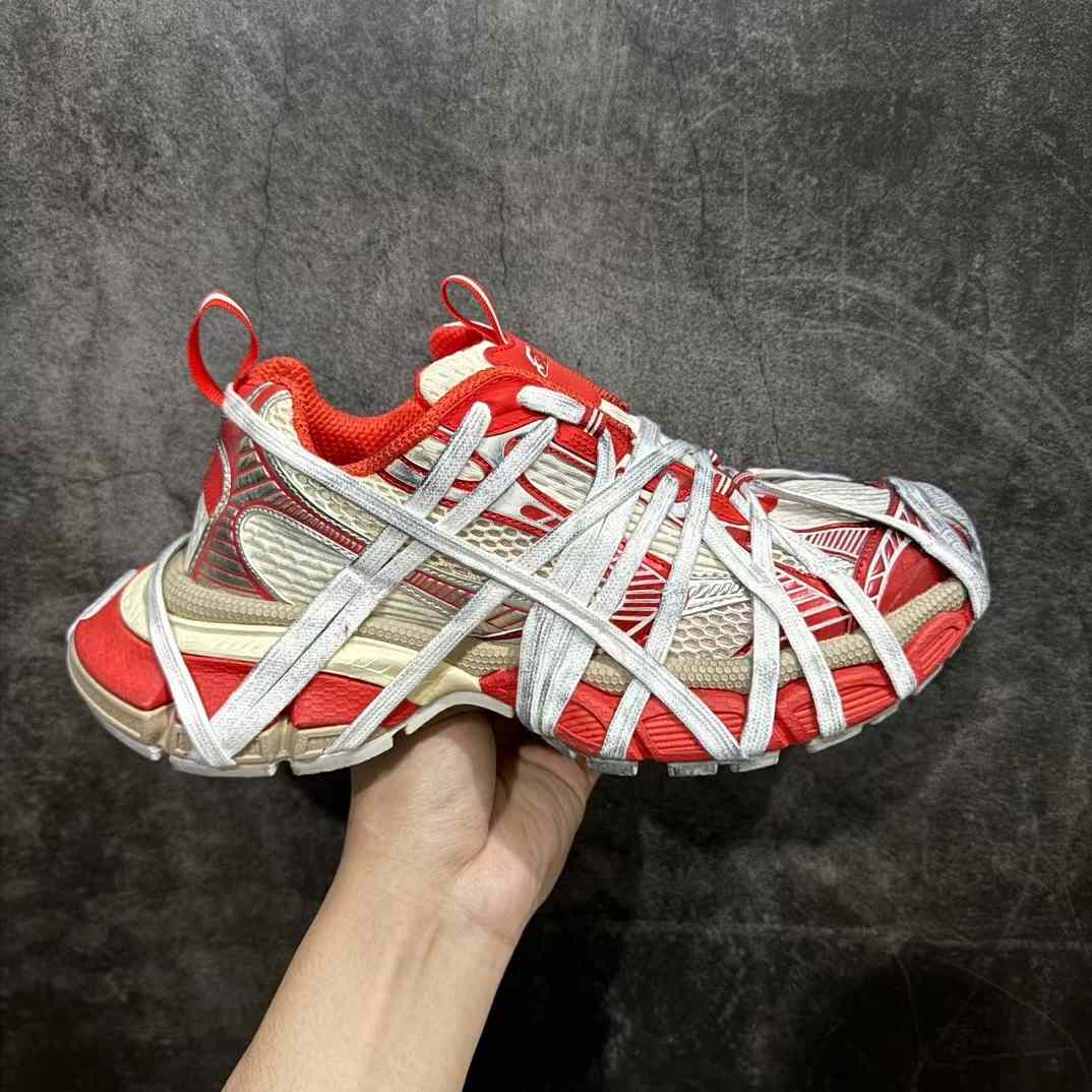 Balenciaga 3XL Extreme Lace Sneaker In Orange And Beige Mesh And Polyurethane - EUR FASHION