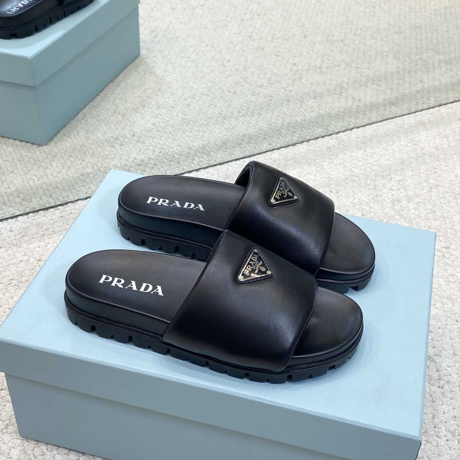 Prada Padded Nappa Leather Slides - EUR FASHION