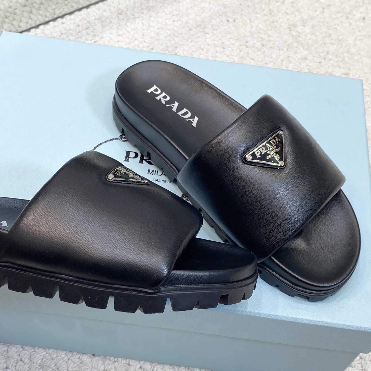 Prada Padded Nappa Leather Slides - EUR FASHION