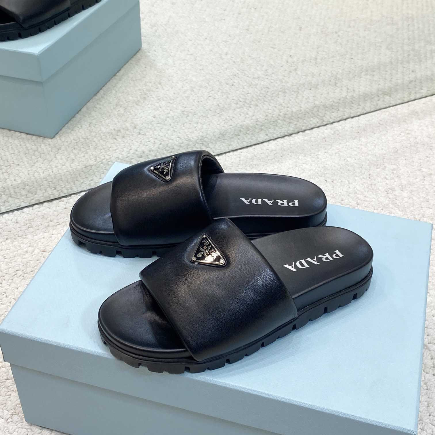 Prada Padded Nappa Leather Slides - EUR FASHION