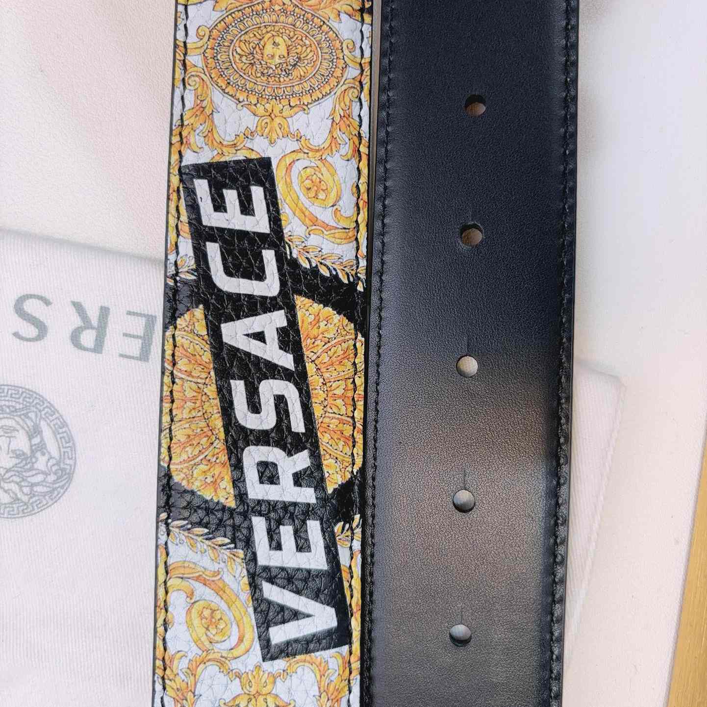 Versace La Medusa Logo-buckle Barocco-print Belt   40mm - EUR FASHION