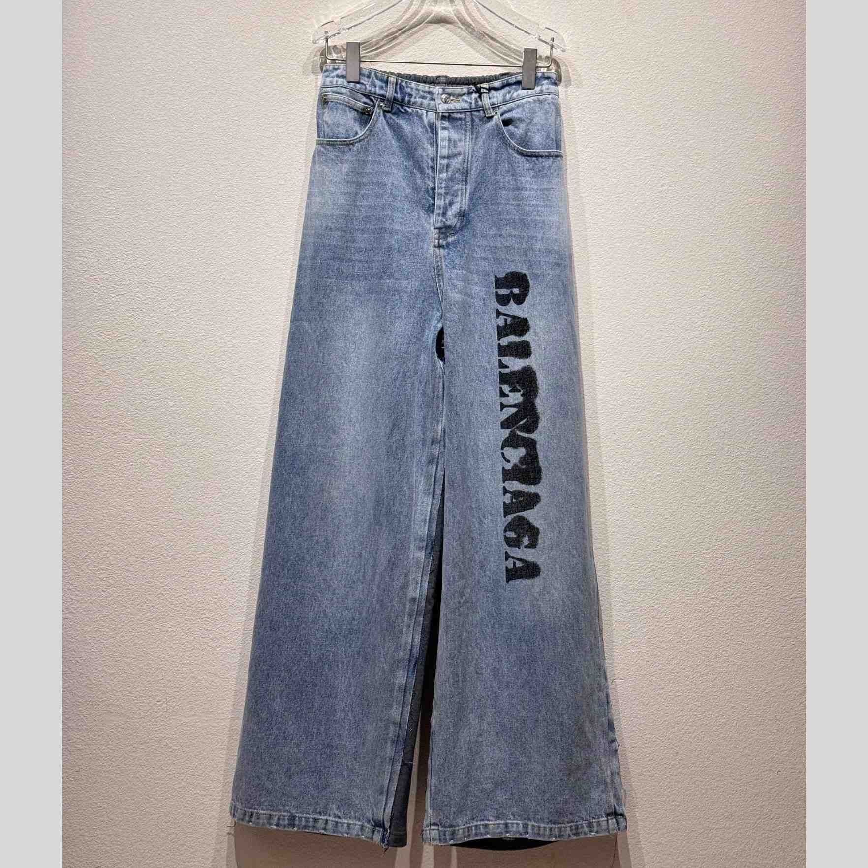 Balenciaga  Logo Outline Patchwork Baggy Jeans - EUR FASHION