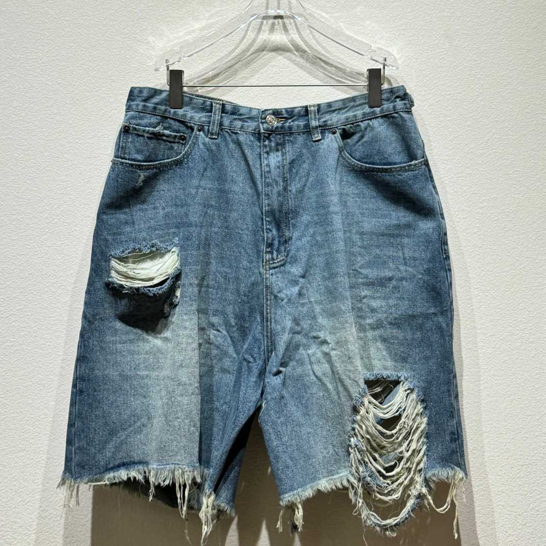 Balenciaga Destroyed Denim Shorts - EUR FASHION