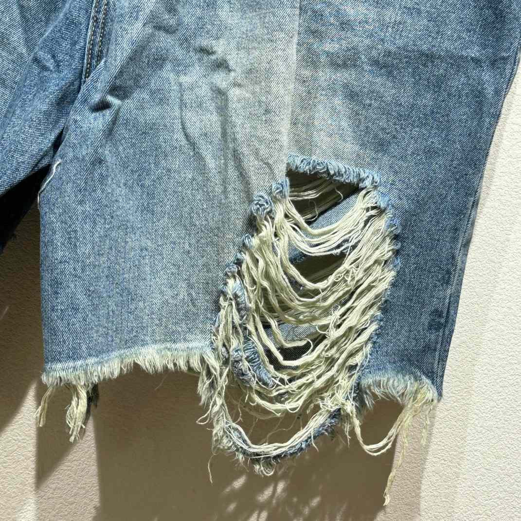 Balenciaga Destroyed Denim Shorts - EUR FASHION