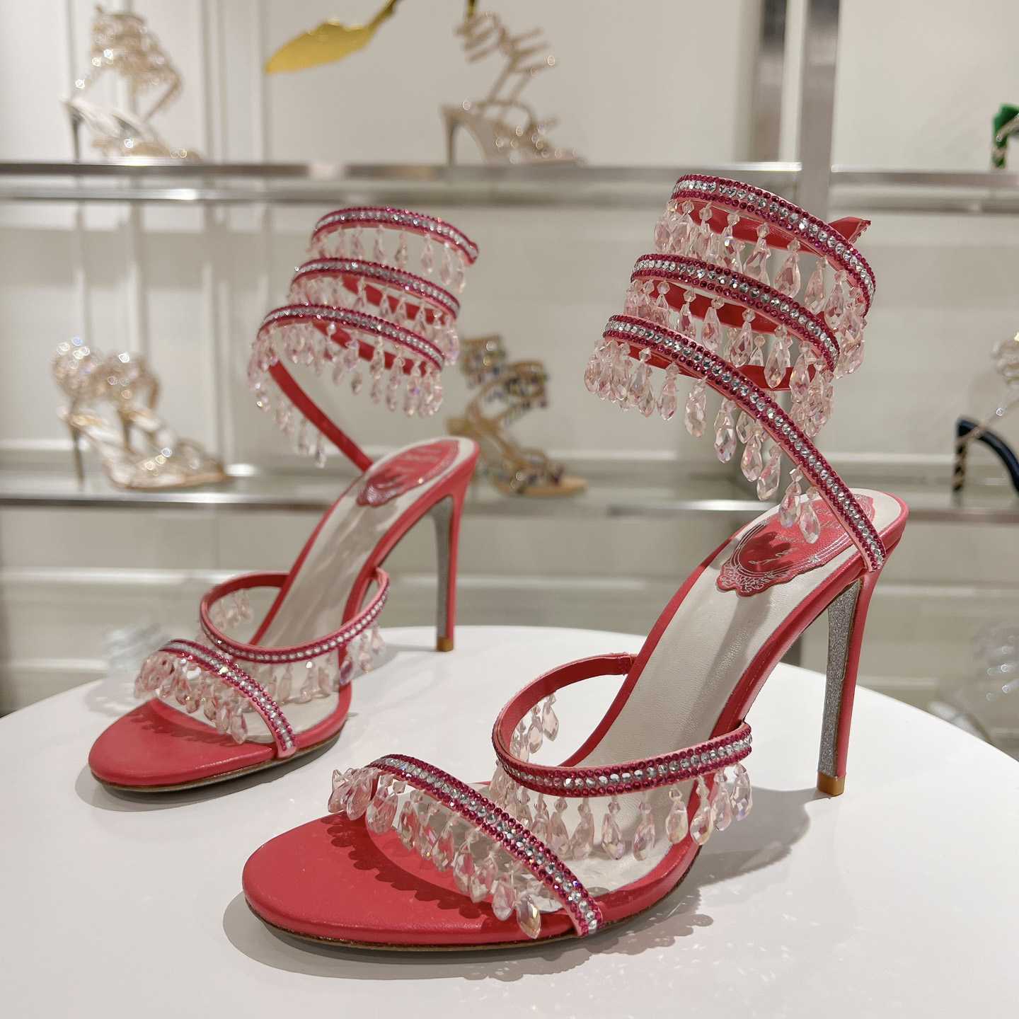 Rene Caovilla Chandelier 95mm Crystal-embellished Sandals - EUR FASHION