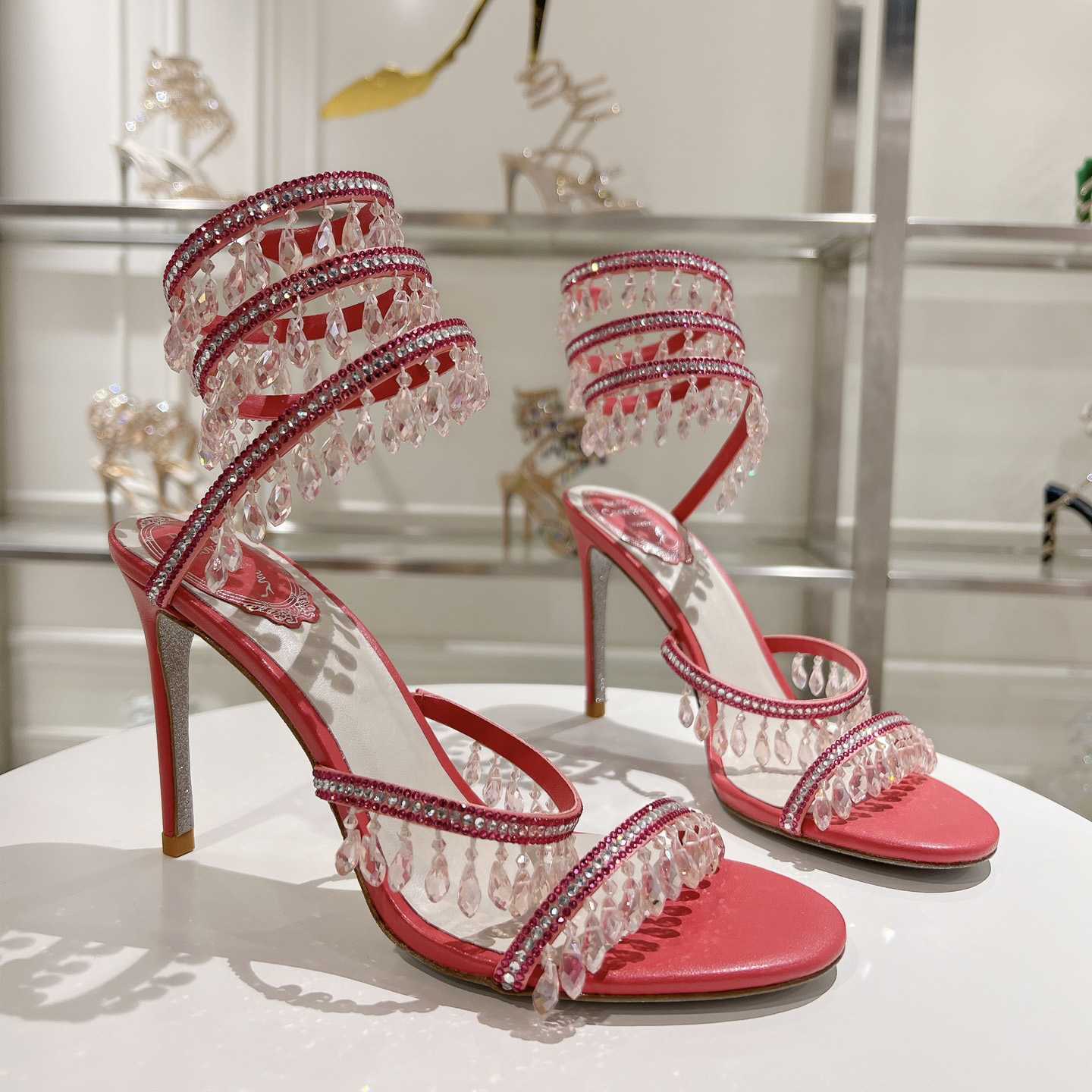 Rene Caovilla Chandelier 95mm Crystal-embellished Sandals - EUR FASHION