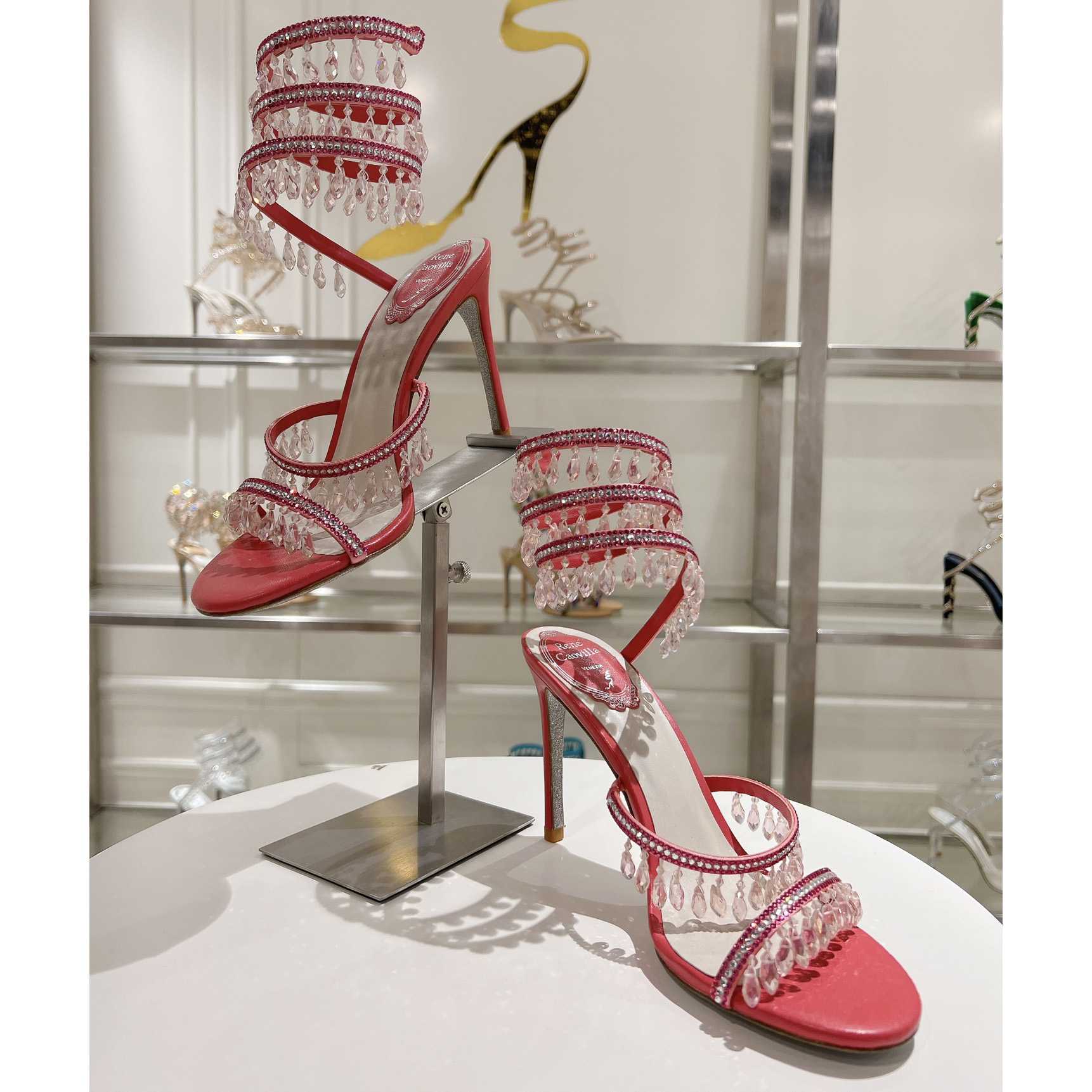 Rene Caovilla Chandelier 95mm Crystal-embellished Sandals - EUR FASHION