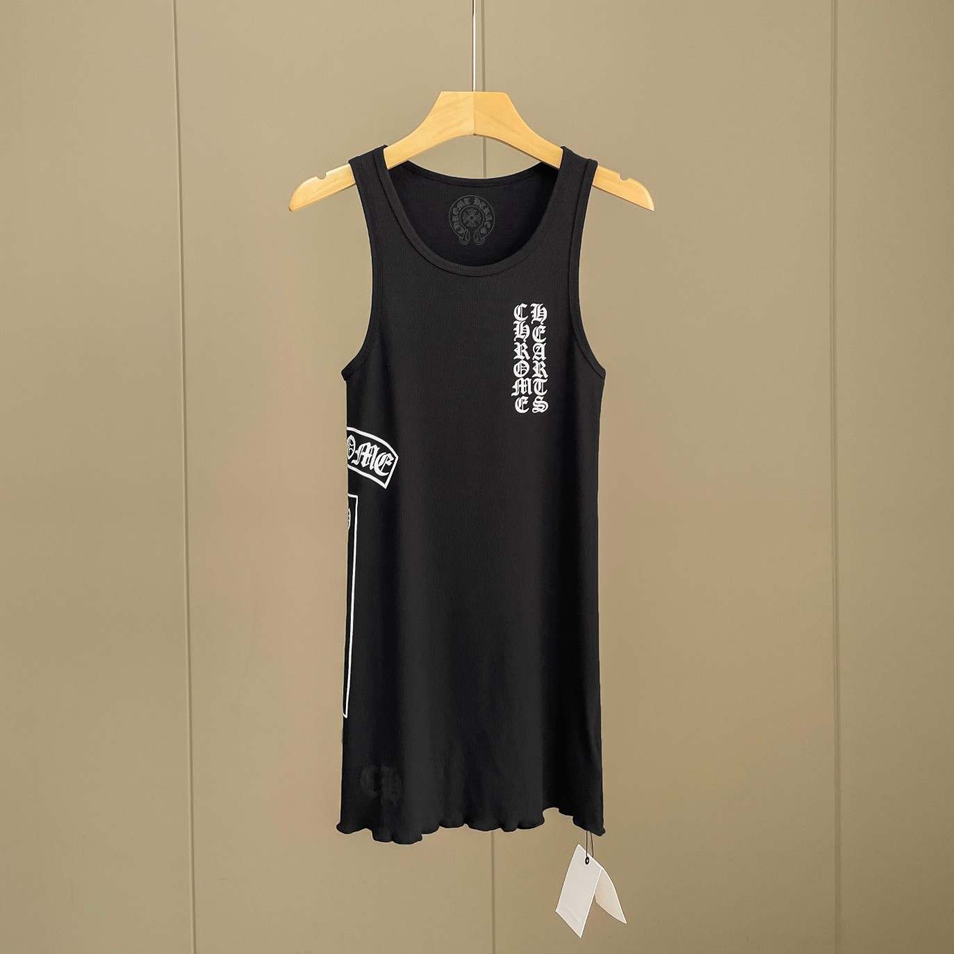 Chrome Hearts Black Vertical Logo Tank Top - EUR FASHION