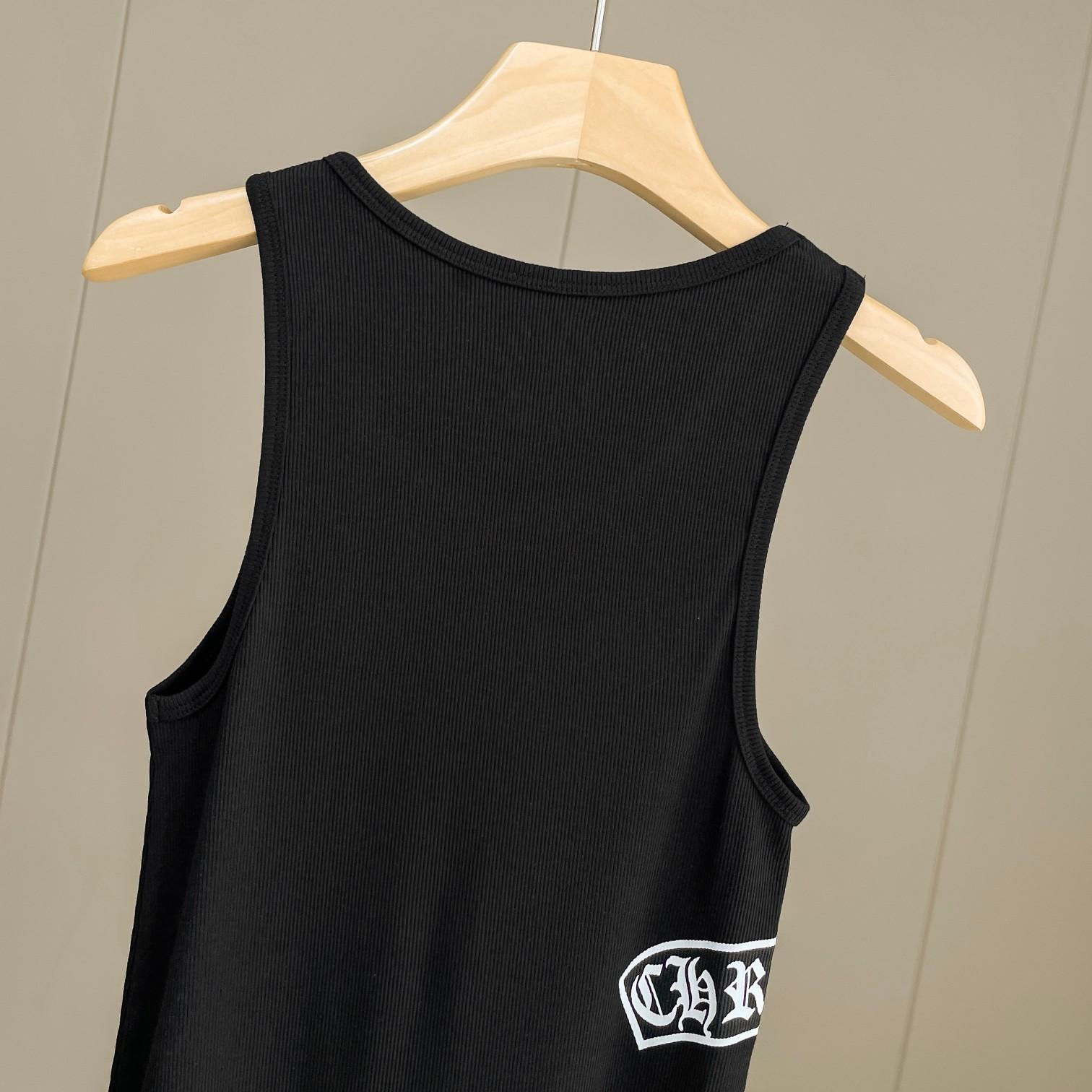 Chrome Hearts Black Vertical Logo Tank Top - EUR FASHION