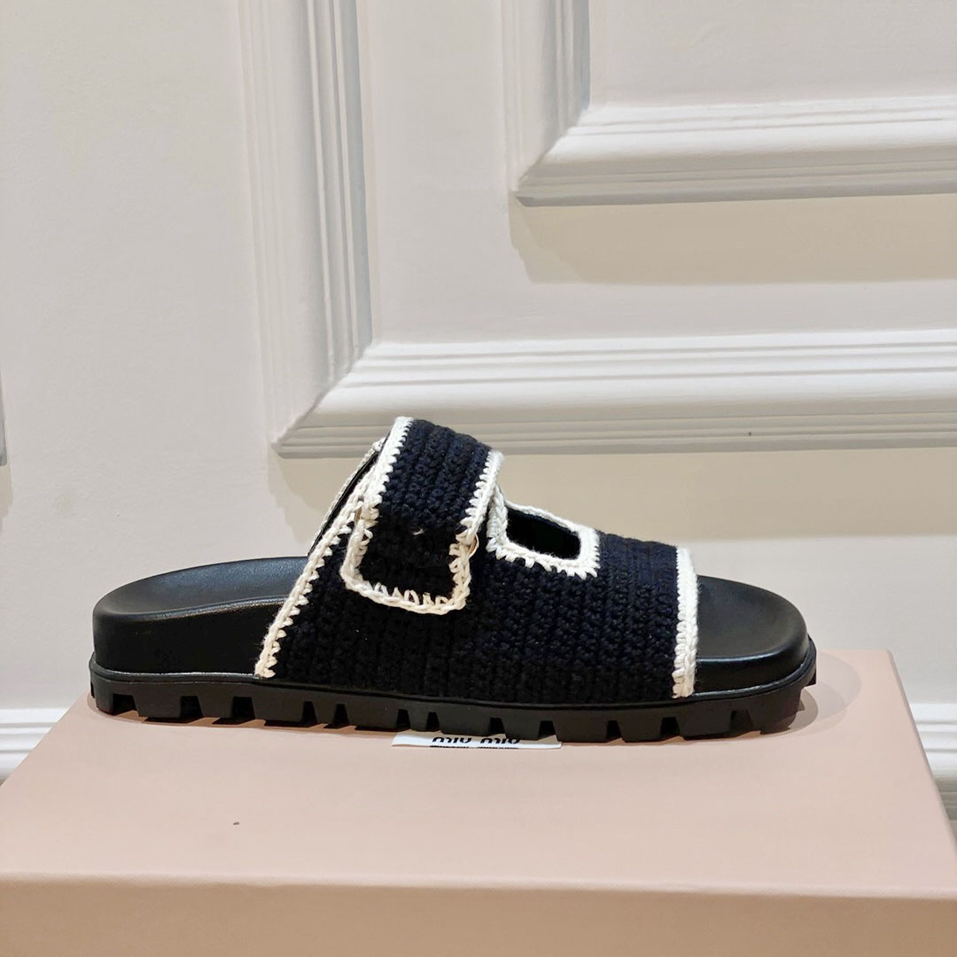 Miu Miu Crochet Knit Slides - EUR FASHION