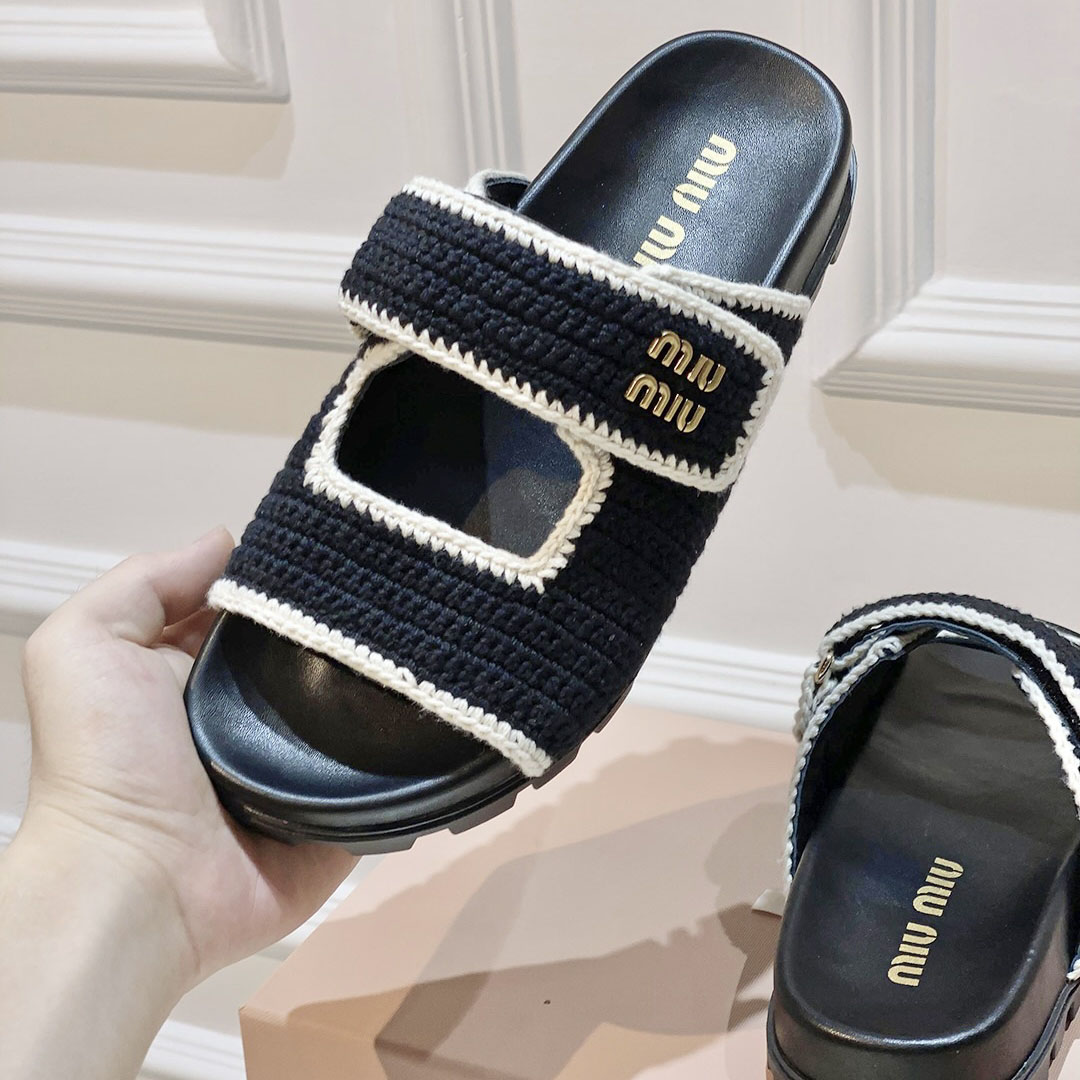 Miu Miu Crochet Knit Slides - EUR FASHION