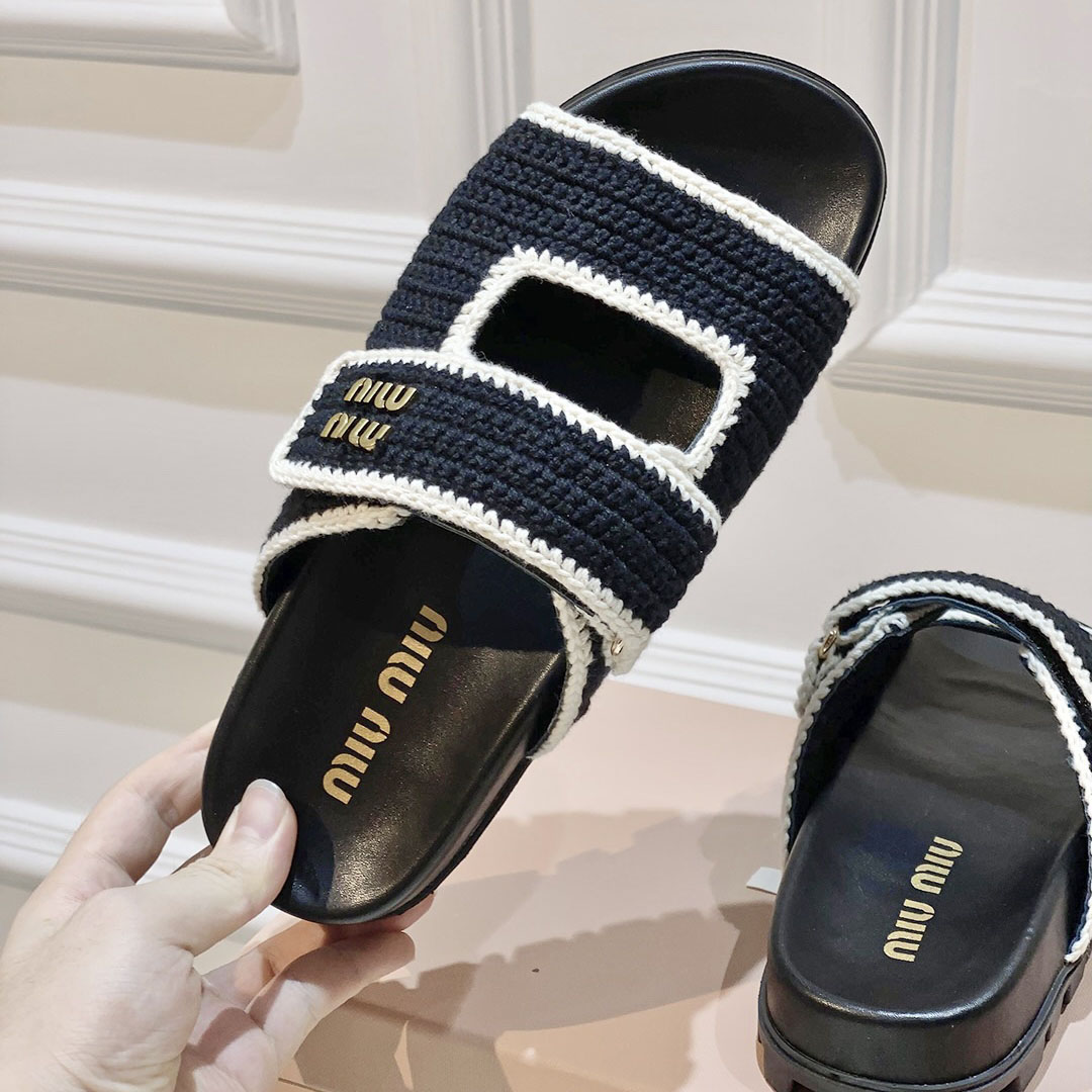 Miu Miu Crochet Knit Slides - EUR FASHION