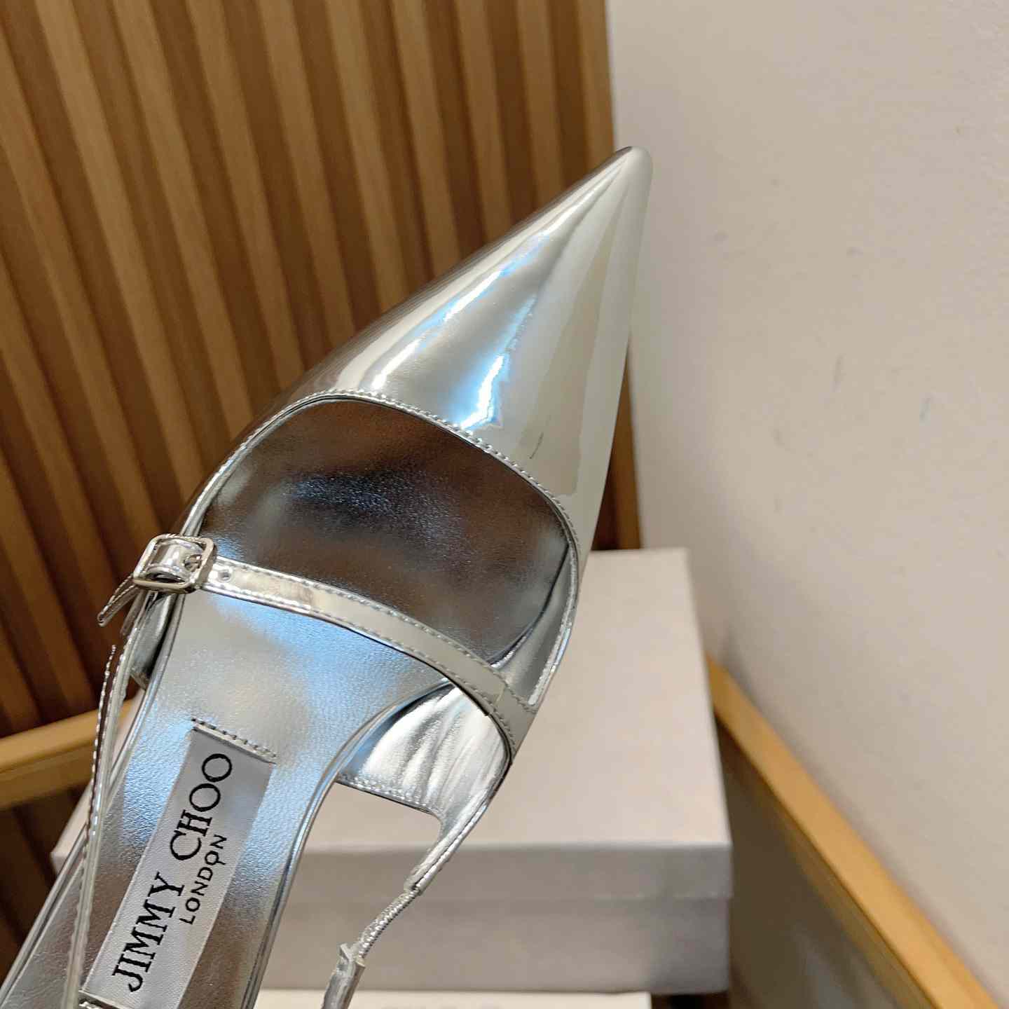 Jimmy Choo Didi 45 Silver Liquid Metal Leather Pointed Pumps - EUR FASHION