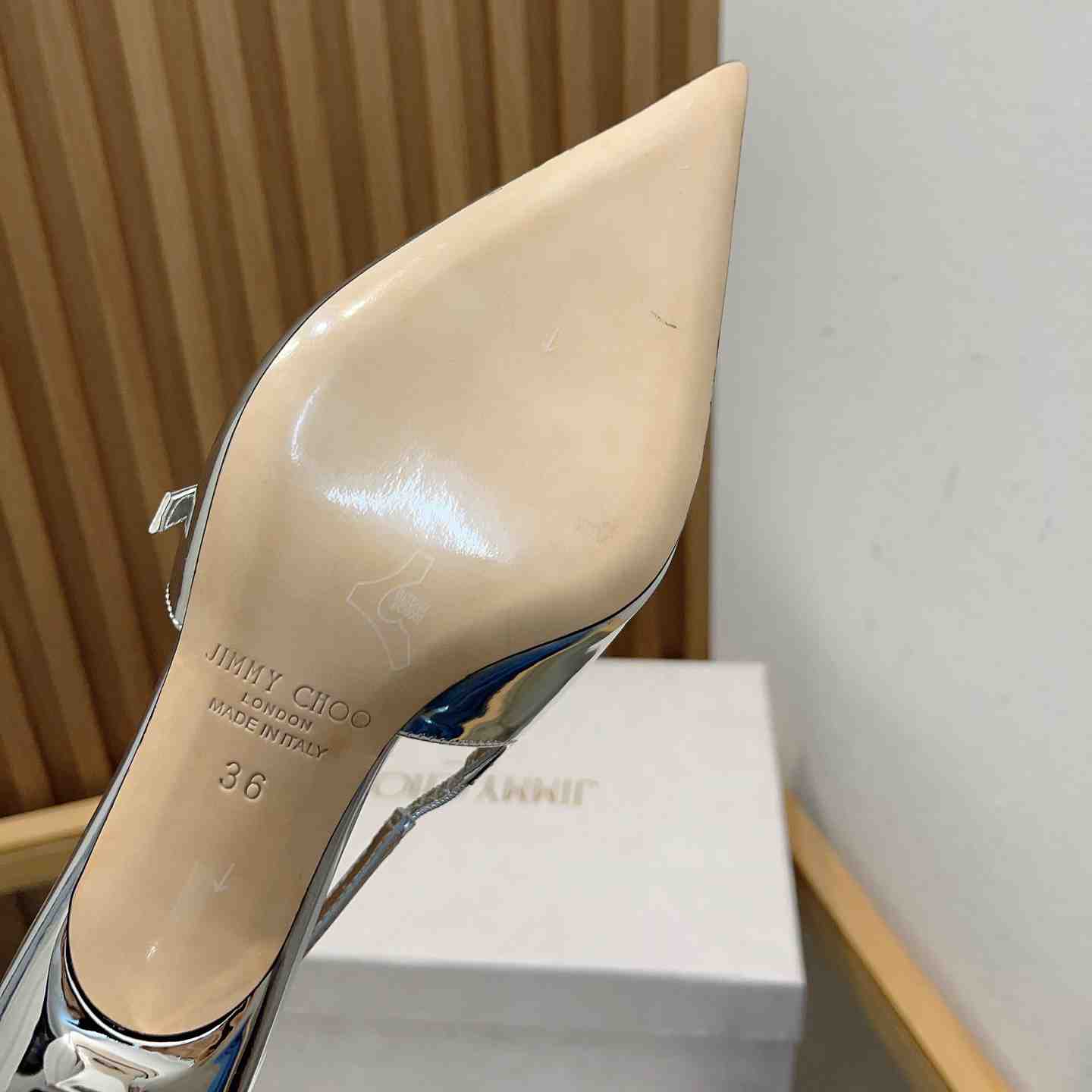 Jimmy Choo Didi 45 Silver Liquid Metal Leather Pointed Pumps - EUR FASHION