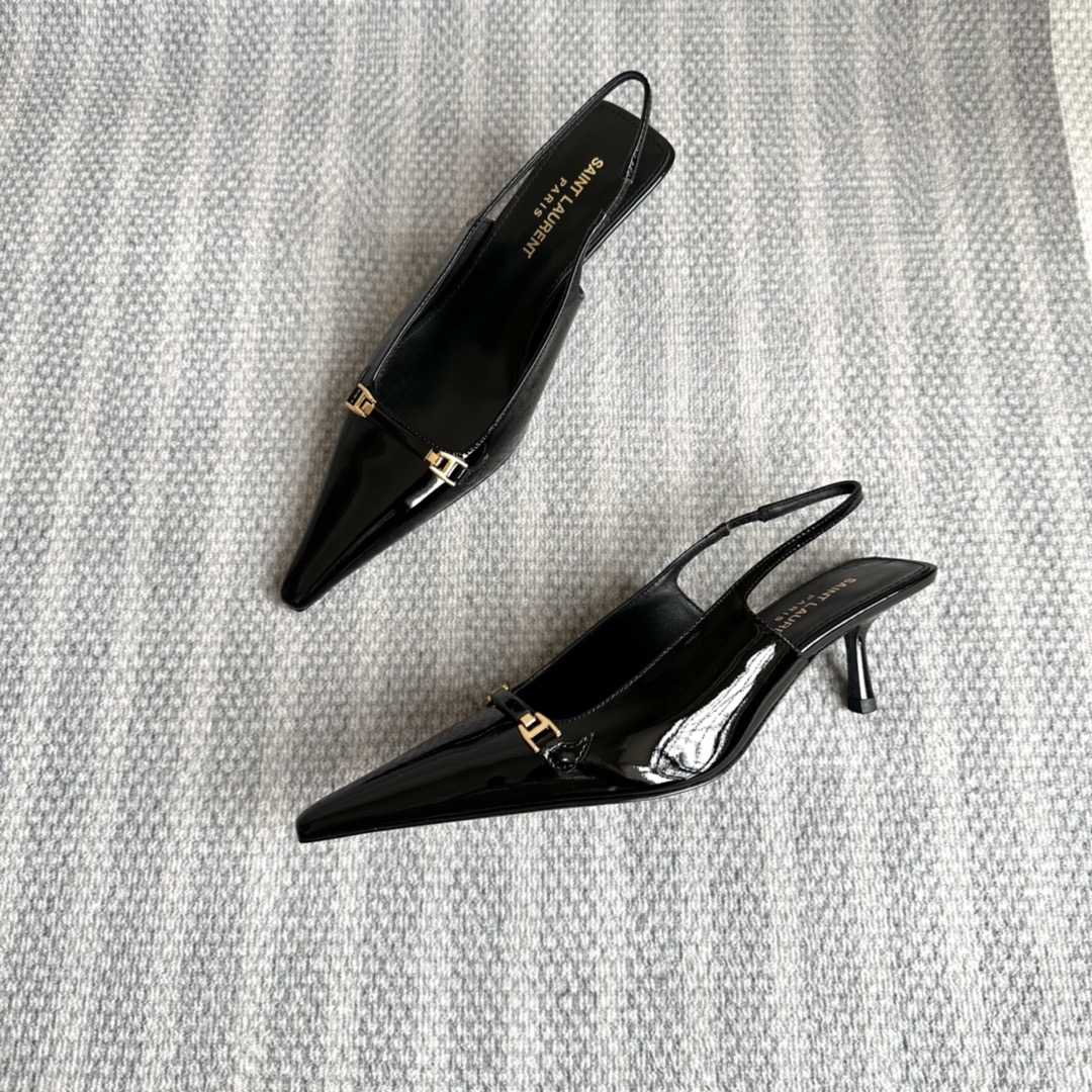 Saint Laurent Carine Slingback Pumps In Patent Leather - EUR FASHION