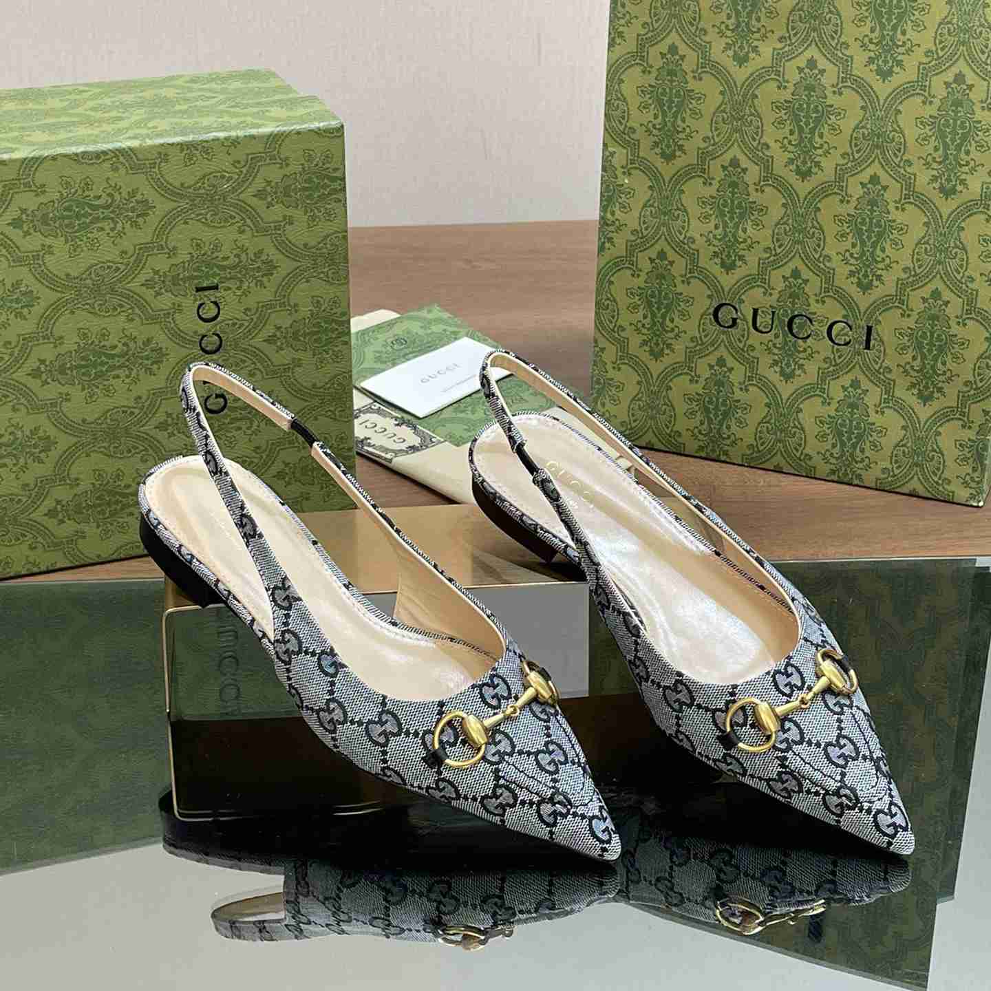 Gucci Women's Horsebit Slingback Ballet Flat - EUR FASHION