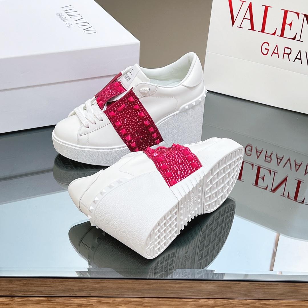 Valenti Open Disc Wedge Sneaker In Calfskin With Sequin Embroidery  85mm - EUR FASHION