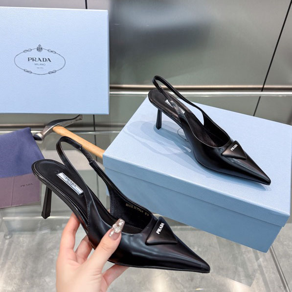 Prada Brushed Leather Slingback Pumps - EUR FASHION