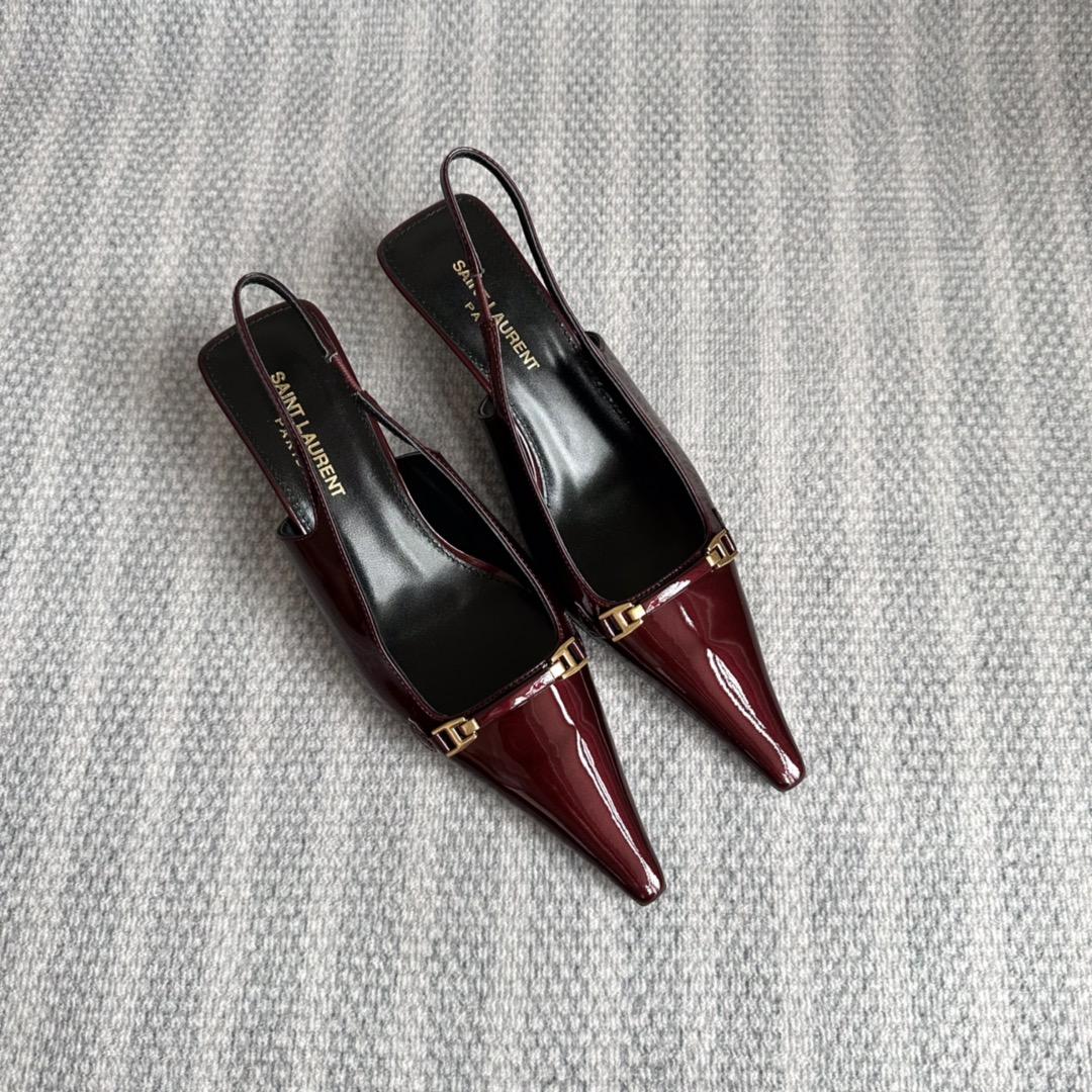 Saint Laurent Carine Slingback Pumps In Patent Leather - EUR FASHION