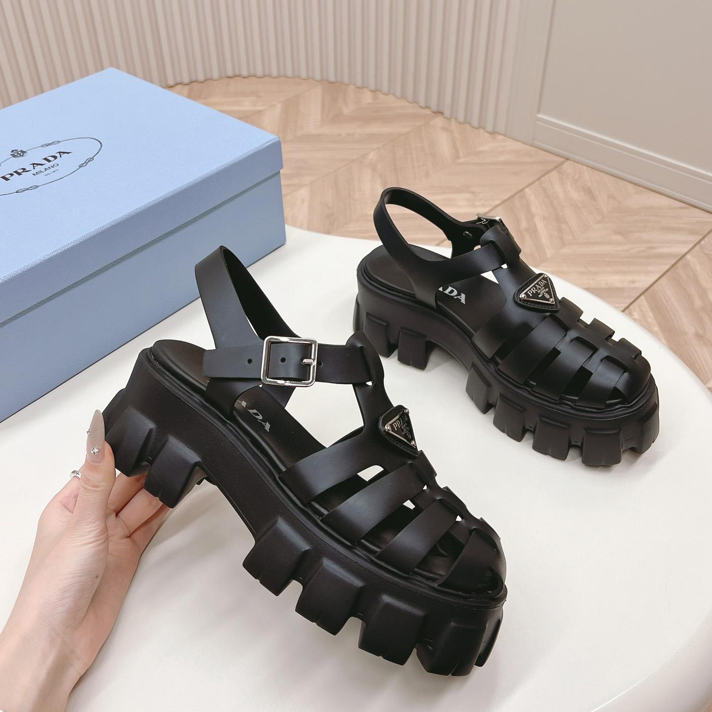 Prada Rubber Monolith Sandals - EUR FASHION