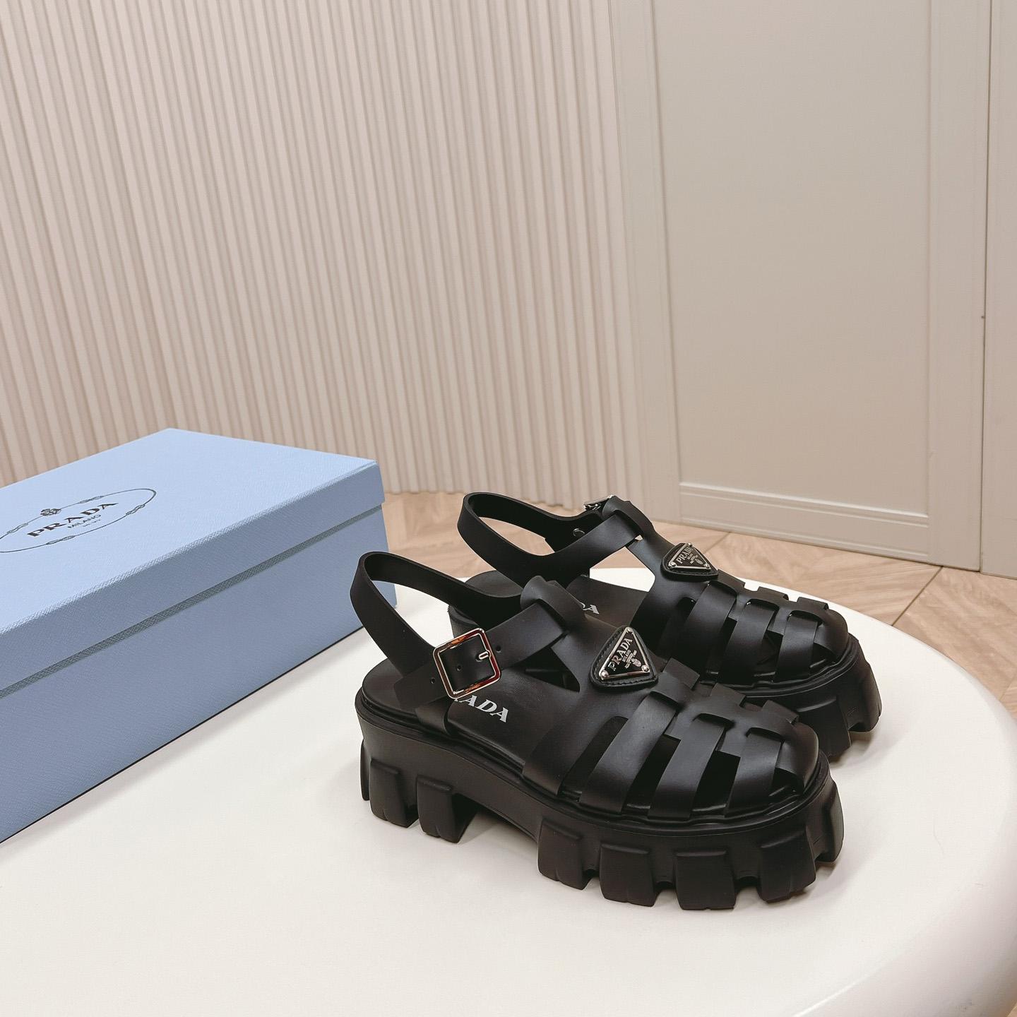 Prada Rubber Monolith Sandals - EUR FASHION