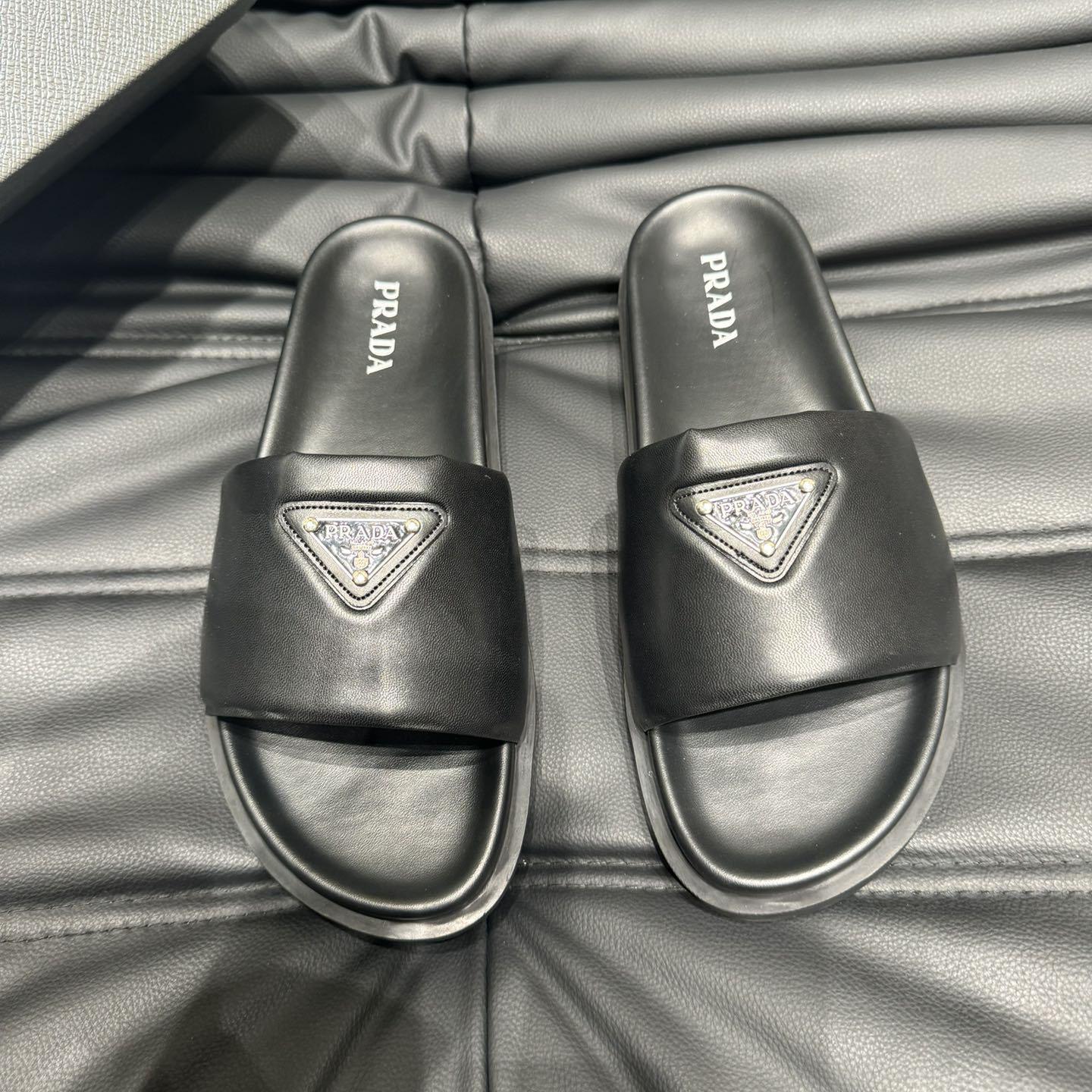 Prada Padded Nappa Leather Slides - EUR FASHION