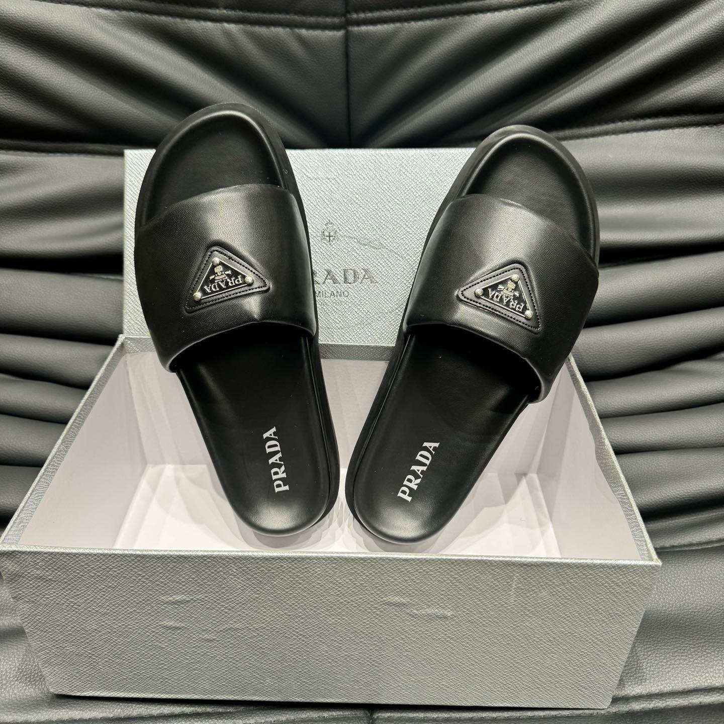 Prada Padded Nappa Leather Slides - EUR FASHION