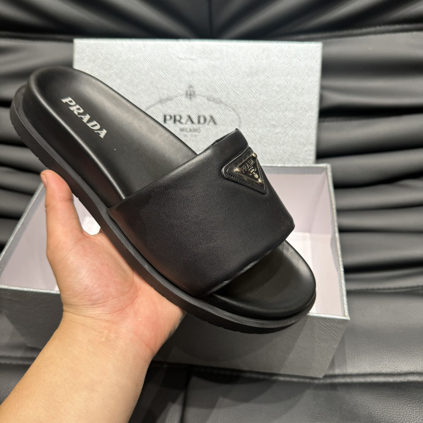 Prada Padded Nappa Leather Slides - EUR FASHION