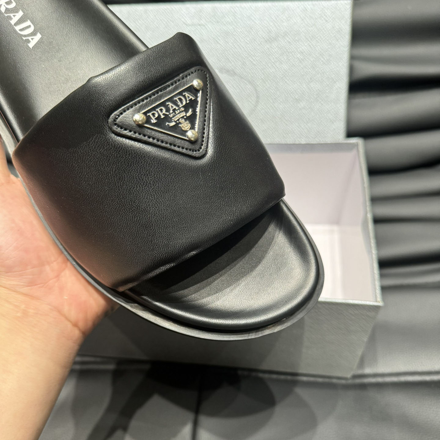 Prada Padded Nappa Leather Slides - EUR FASHION