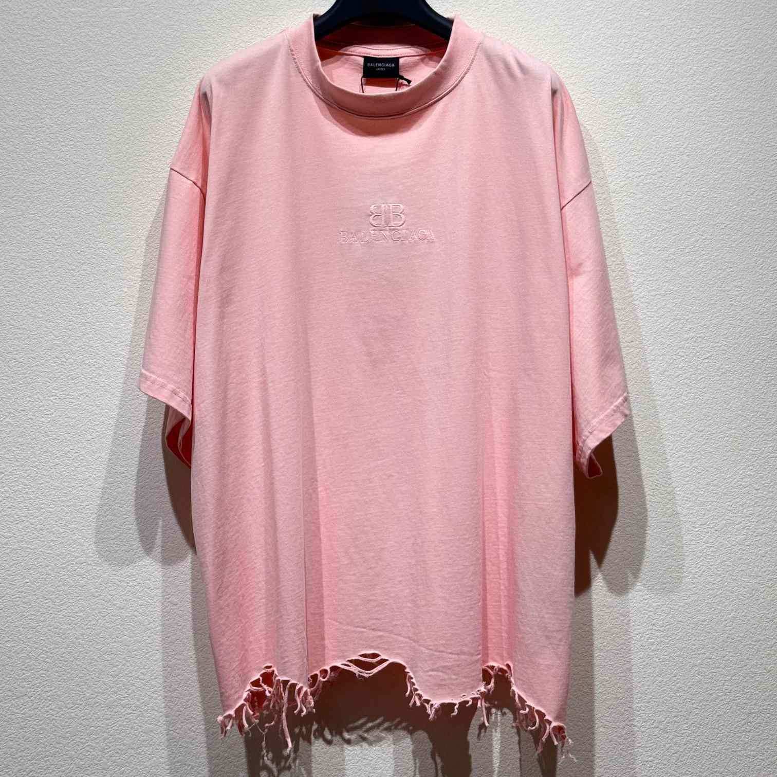 Balenciaga BB Classic Balenciaga Cropped T-Shirt Oversized In Pink - EUR FASHION