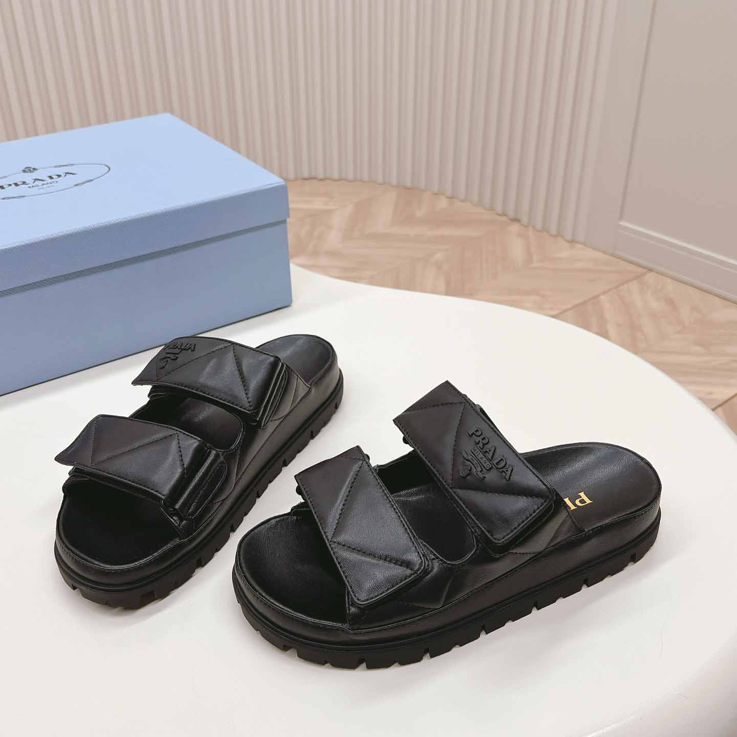 Prada Padded Nappa Leather Sandals - EUR FASHION