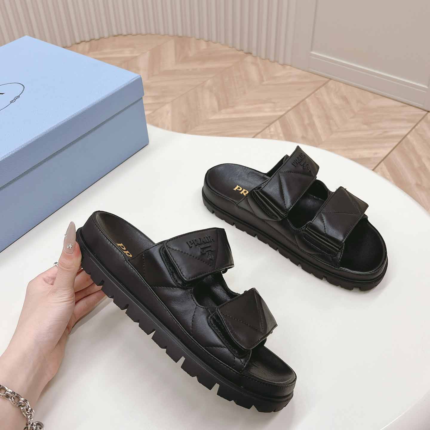 Prada Padded Nappa Leather Sandals - EUR FASHION