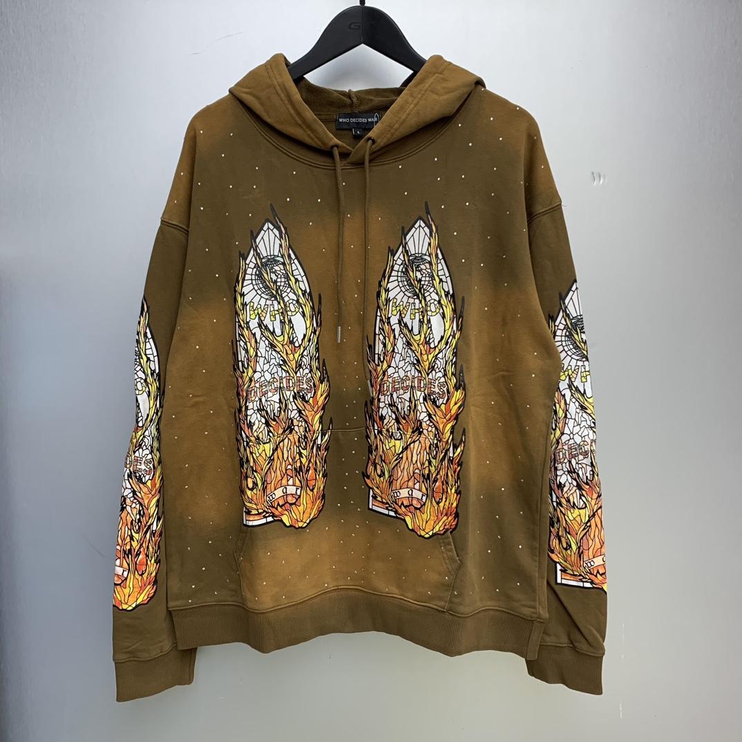 Who Decides War Flame Glass Hooded Sweatshirt - EUR FASHION